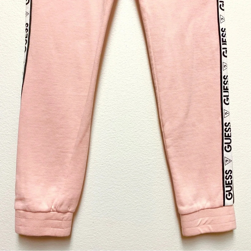 Guess Jogger‎ Sweatpants Girls Size Large 14 Pink Side Stripe Logo NEW